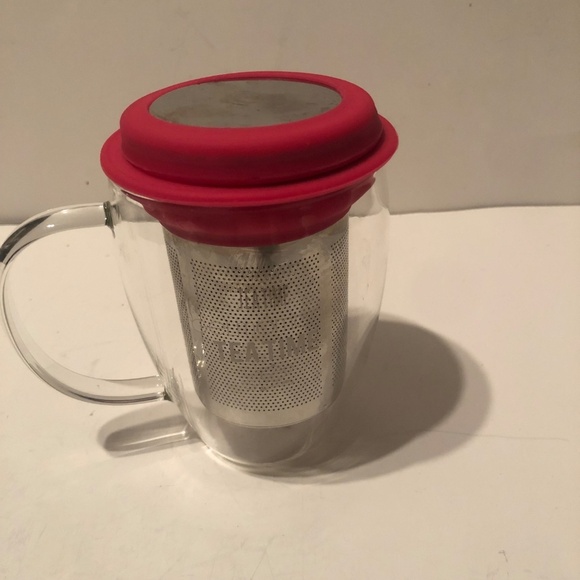 Gelmoment glass tea mug with infuser, lid and silicone band- like new - Picture 5 of 8